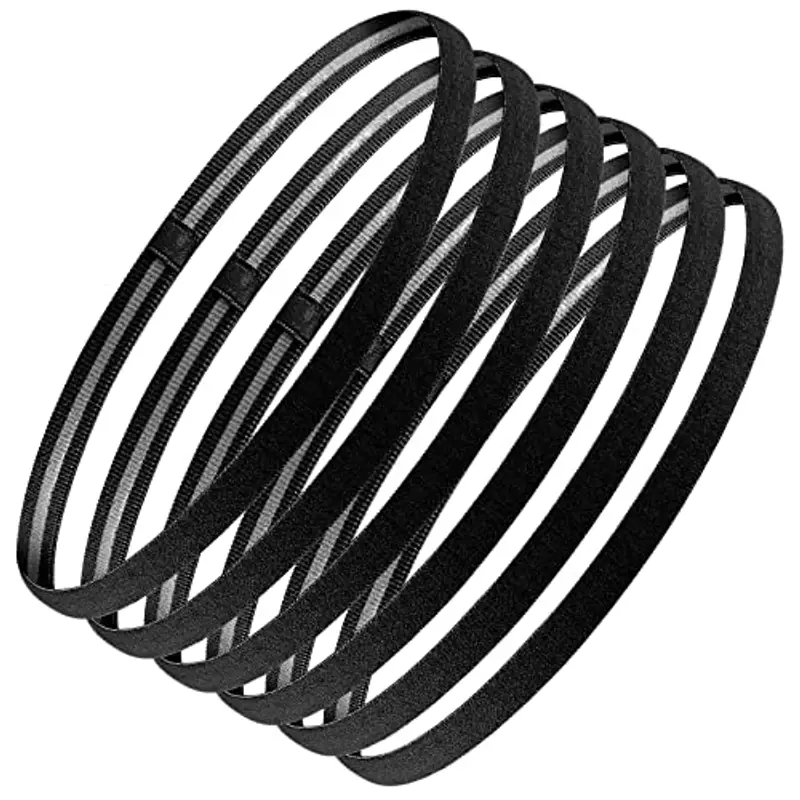 6 Pezzi Sportiva Fascia Capelli Nera, Fasce Sottile Antiscivolo, Elastico Capelli Uomo e Donna per Sport Yoga Calcio Basket Jogging Bicicletta Tennis