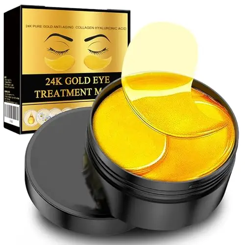 60 Pcs Maschera Occhi 24K Gold, Patch Occhi Collagene,Combattente Occhiaie Scure e Borse Sotto gli Occhi, idratante e