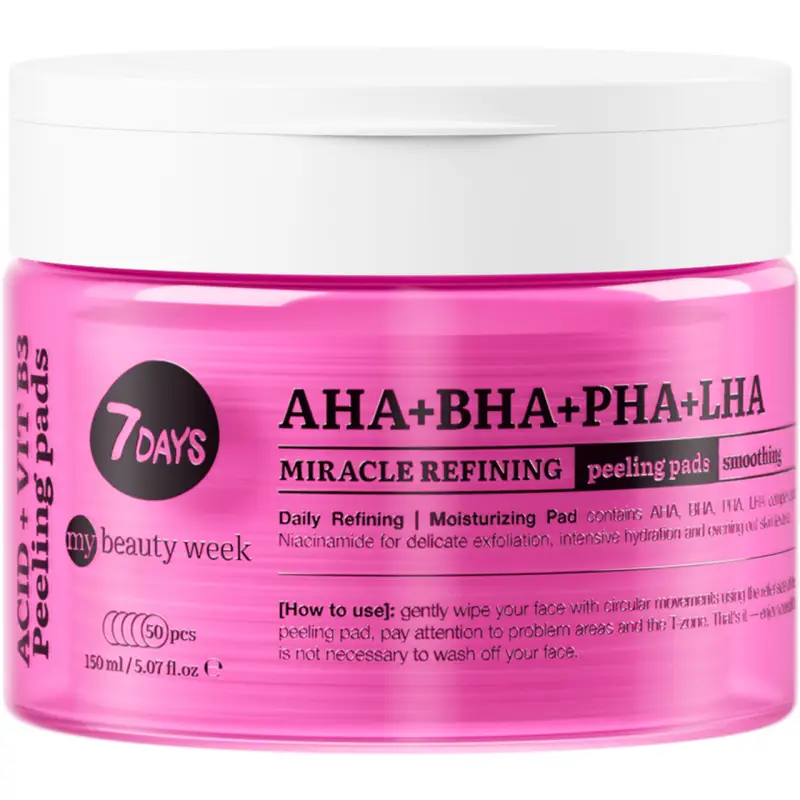 7 days - AHA + BHA + PHA + LHA Miracle refining peeling pads smoothing 50 pz