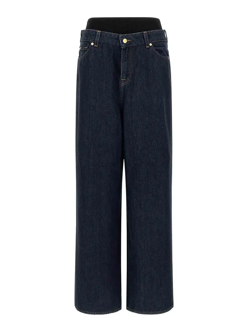 Jeans larghi slouchy con fascia Blu