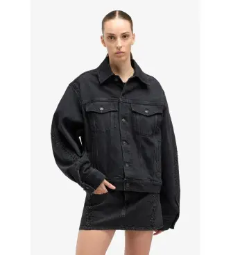 per donna 7UX80C311O3 Giacca intrecciata nera con ricamo (XS), Nero, Casual, Cotone