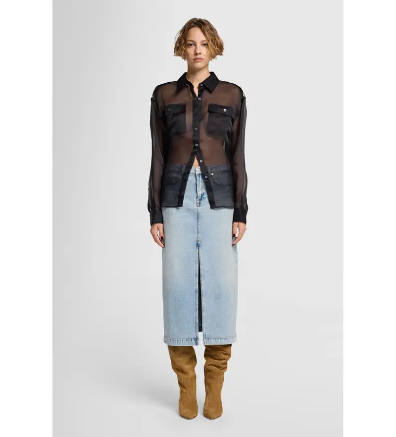 per donna JSTIC650SHF00 Gonna blu Sahara ambra (25), Casual, Cotone, Denim Azzurro