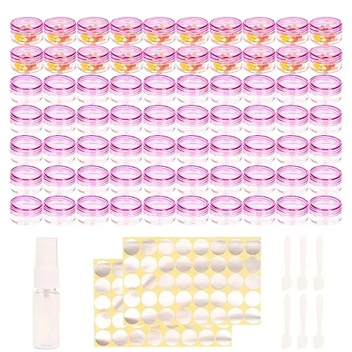 70 pezzi contenitore cosmetici 5 ml,barattolini plastica piccoli con tappo,contenitori piccoli per creme,contenitore