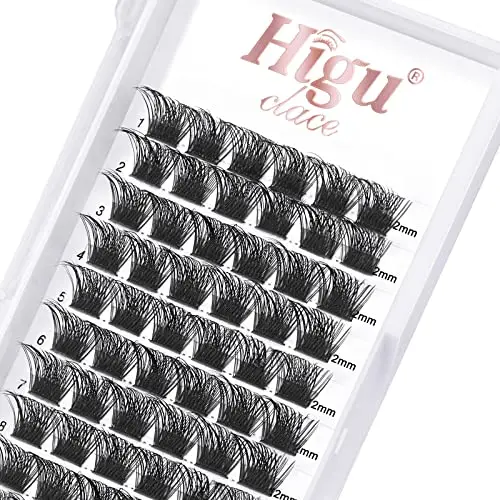 72 Pcs Lash Clusters DIY Eyelash Extension D Curl 14mm Wide Stem Cluster Lashes Individual Lashes Cluster Lashes Wisps