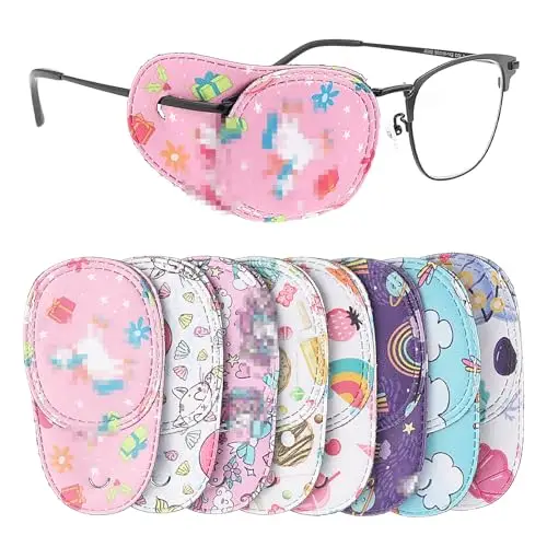 8 Pezzi Patch Occhi per Bambini Maschere per Gli Occhi Colorate per Bambini Eye Patch Sinistro e Destro Bende Oculari