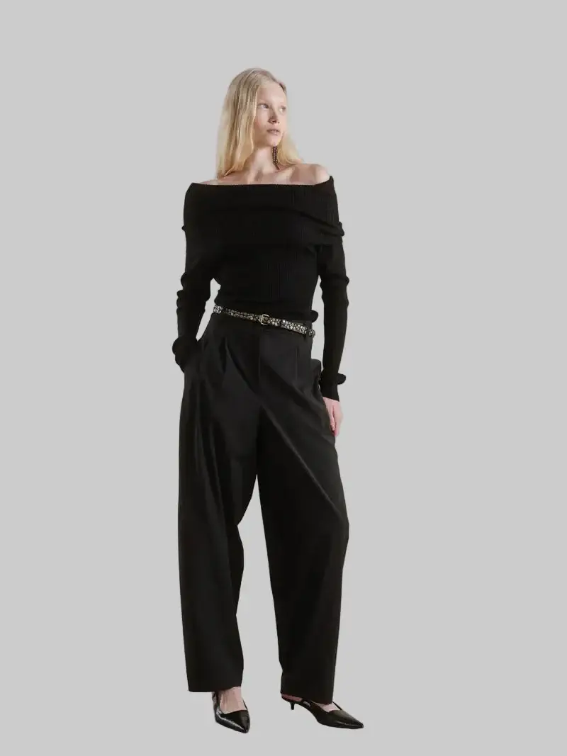 Pantalone Lorelai nero ampio con penches miniatura 2