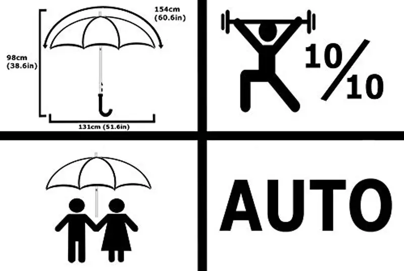 95 KPH Ombrello Golf XL Antivento Robusto Grande Automatico Uomo Donna - Fibra di Vetro Giallo - Manico Antiscivolo miniatura 2