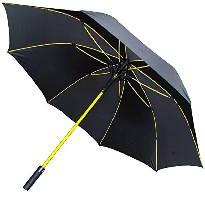 95 KPH Ombrello Golf XL Antivento Robusto Grande Automatico Uomo Donna - Fibra di Vetro Giallo - Manico Antiscivolo miniatura 3