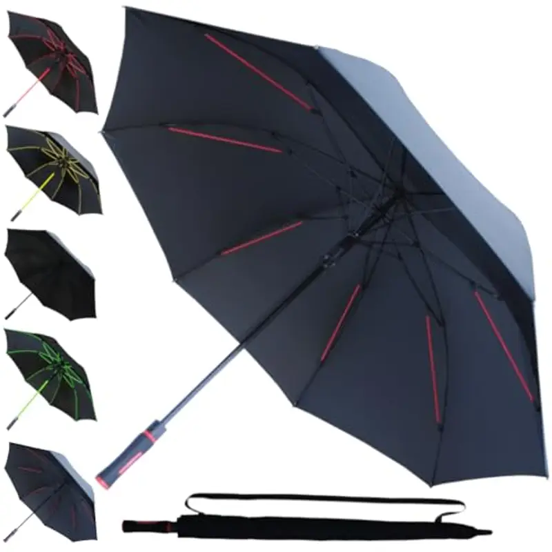 95 KPH Ombrello Golf XL Antivento - Telaio Con 4 Strati - Robusto Grande Automatico Uomo Donna - Fibra di Vetro -
