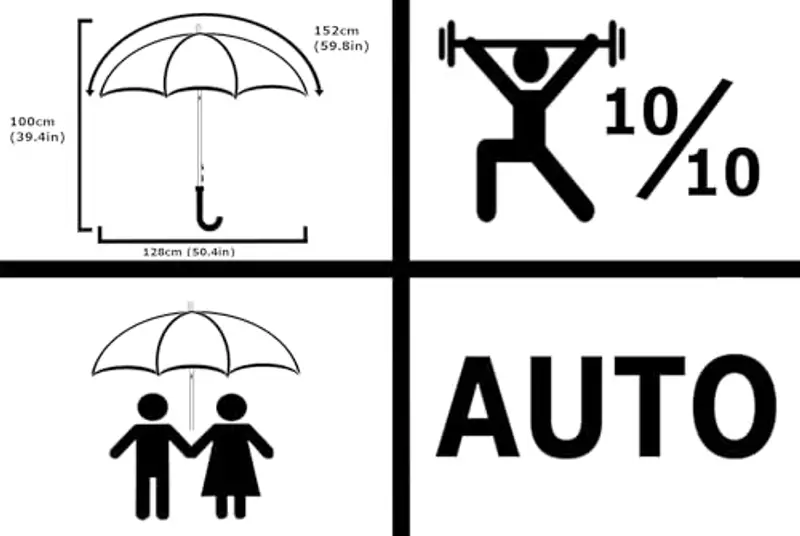 95 KPH Ombrello Golf XL Antivento - Telaio Con 4 Strati - Robusto Grande Automatico Uomo Donna - Fibra di Vetro miniatura 2