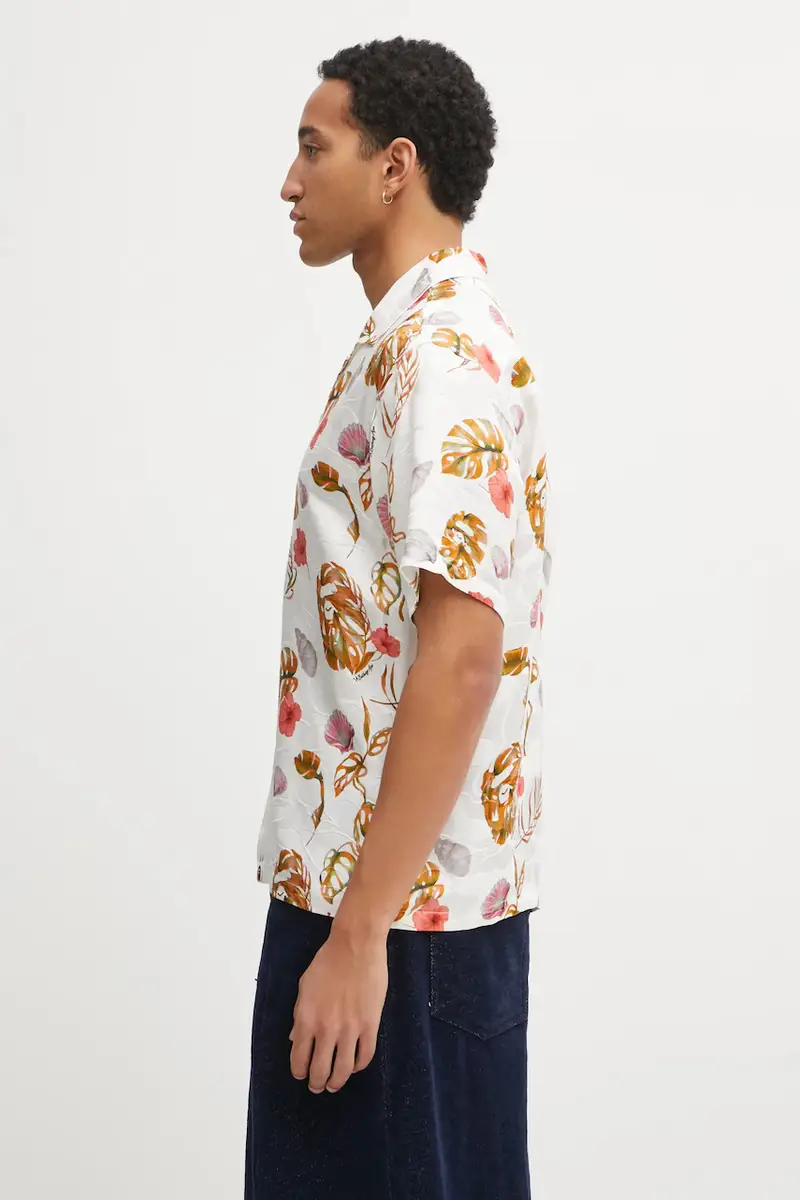 camicia con seta Vacation Pattern Open Collar colore bianco 1L30132308 miniatura 2