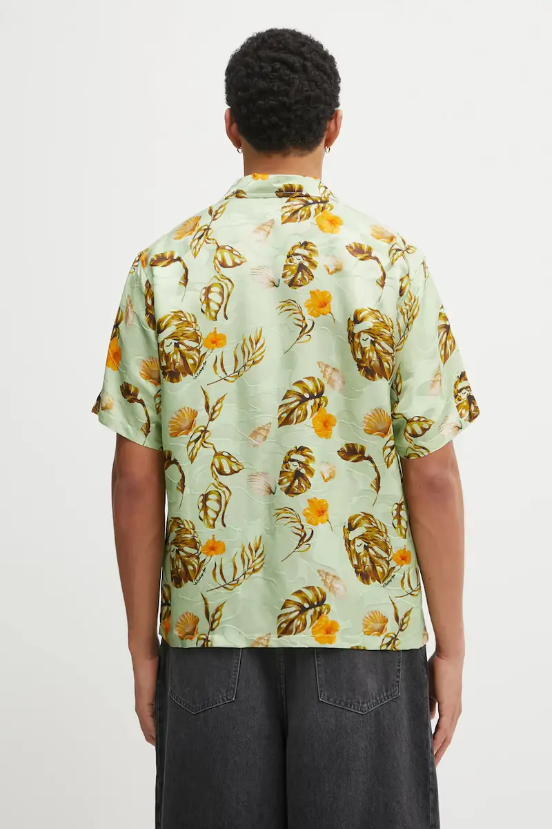 camicia con seta Vacation Pattern Open Collar colore verde 1L30132308 miniatura 3