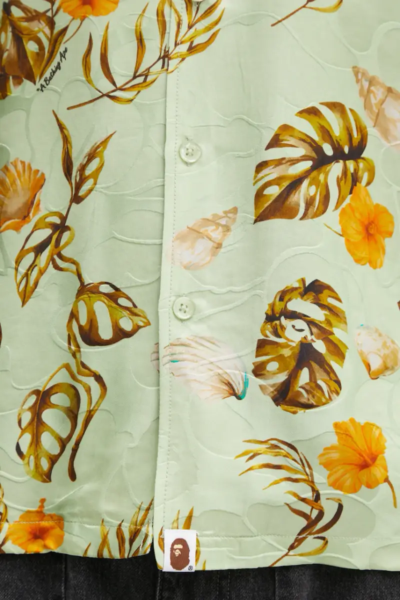 camicia con seta Vacation Pattern Open Collar colore verde 1L30132308 miniatura 4