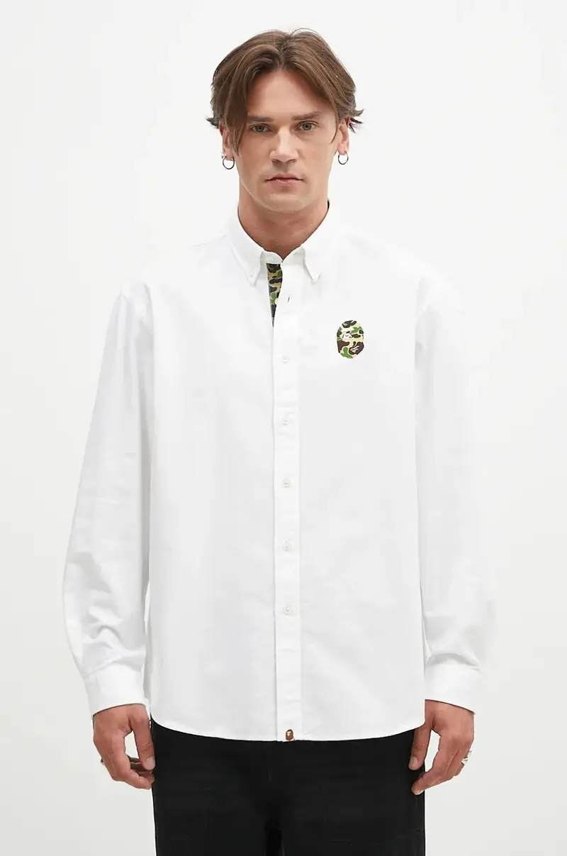 camicia in cotone Abc Camo One Point Relaxed Fit uomo colore bianco 1K80131008