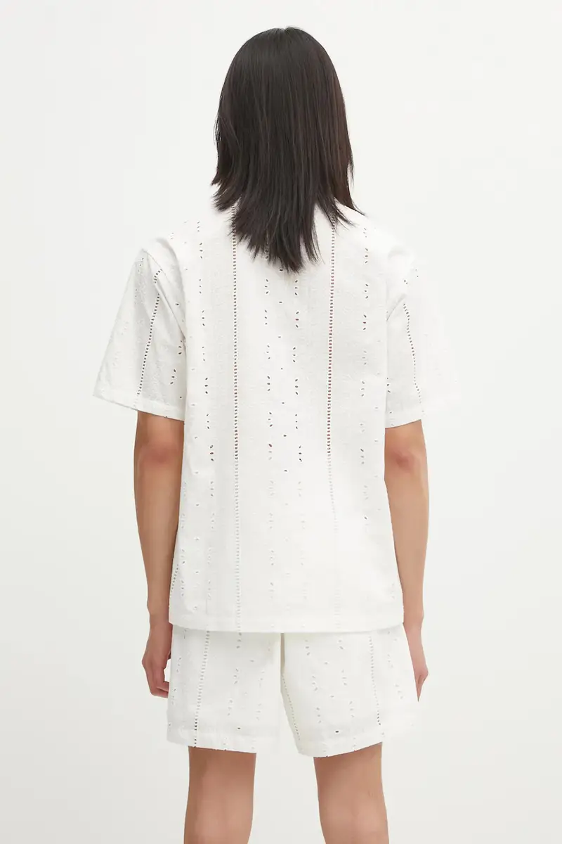 camicia in cotone Embroidery Open Collar uomo colore bianco 1L30132305 miniatura 3