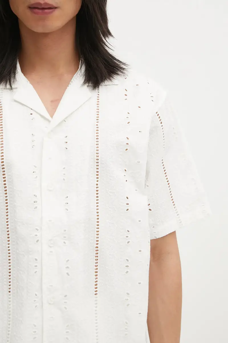 camicia in cotone Embroidery Open Collar uomo colore bianco 1L30132305 miniatura 4