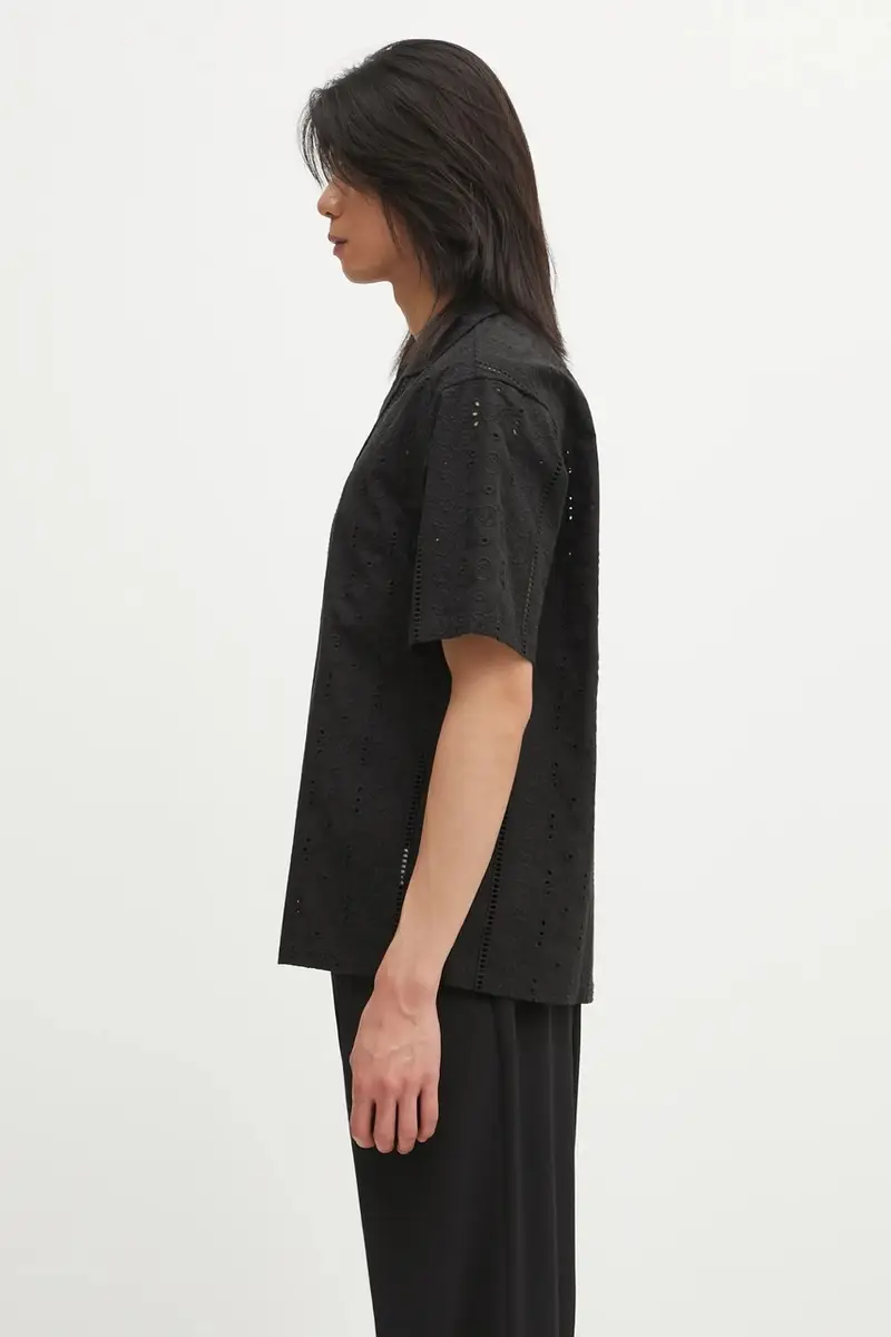 camicia in cotone Embroidery Open Collar uomo colore nero 1L30132305 miniatura 2