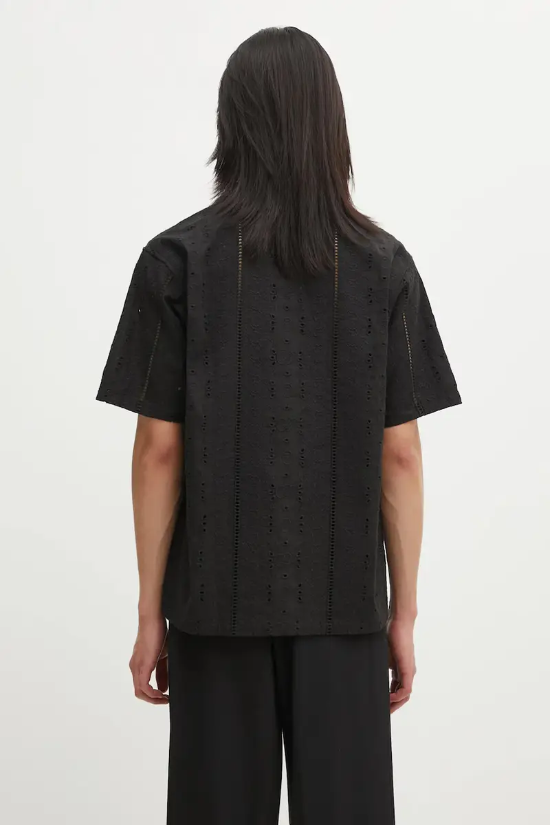 camicia in cotone Embroidery Open Collar uomo colore nero 1L30132305 miniatura 3