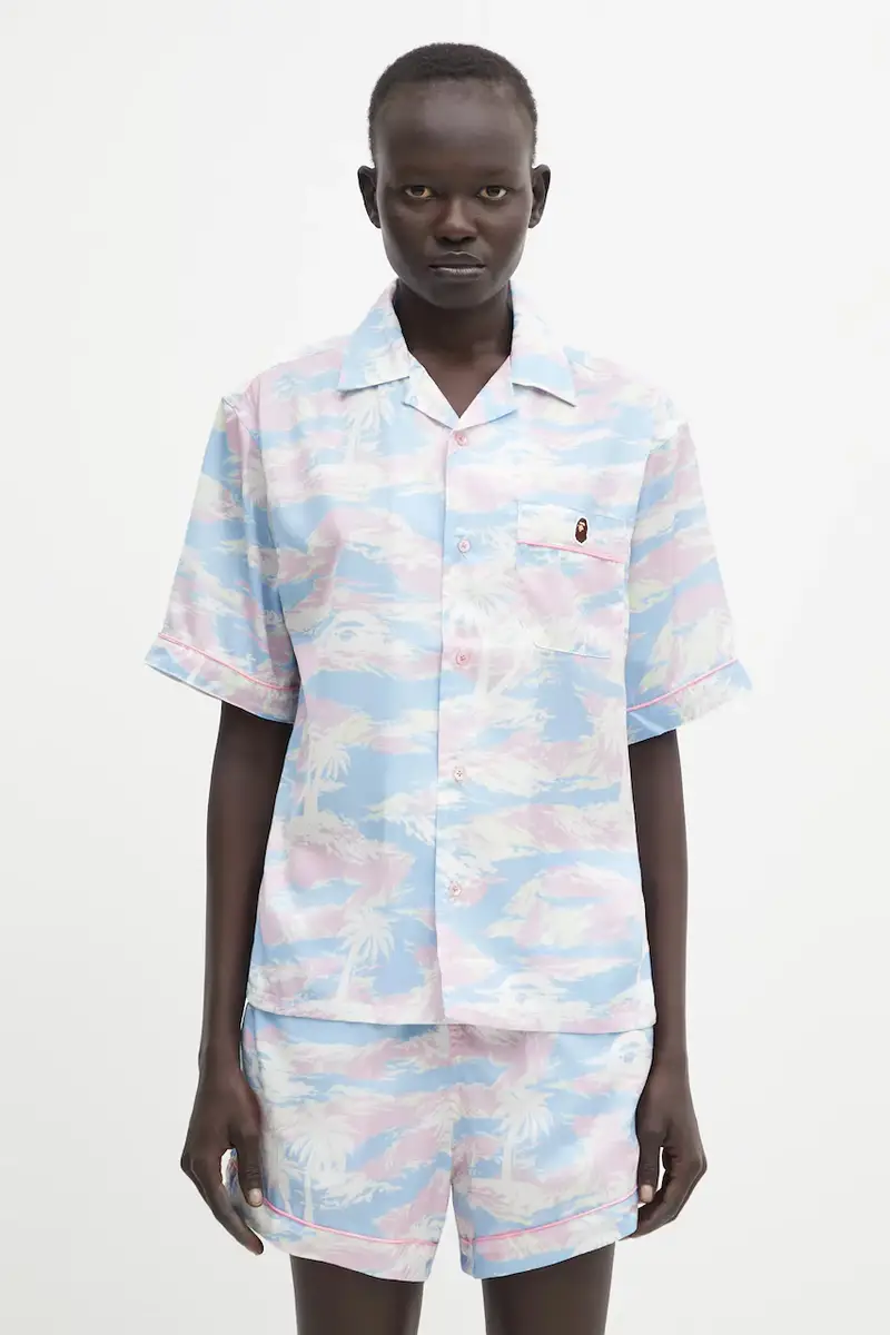 camicia Palm Tree Camo donna colore blu 001SRL302002L