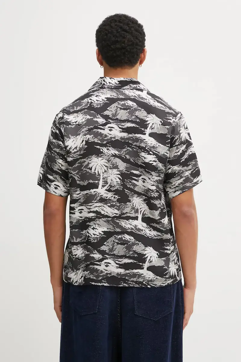 camicia Palm Tree Camo Open Collar uomo colore nero 1L30132306 miniatura 3