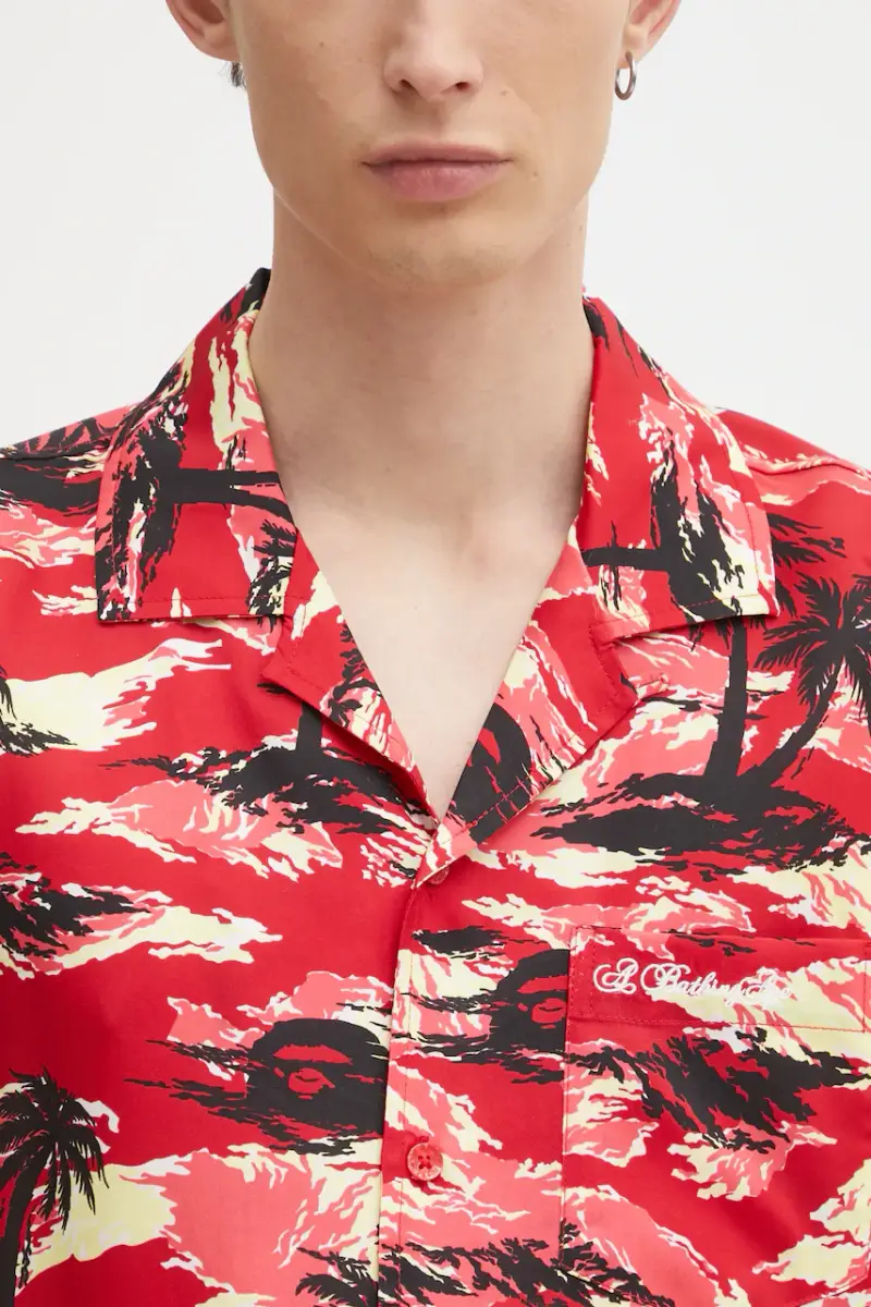 camicia Palm Tree Camo Open Collar uomo colore rosso 1L30132306 miniatura 4
