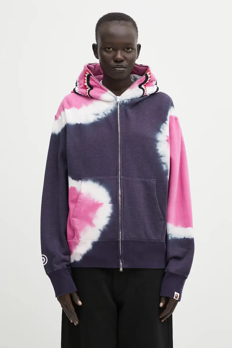 felpa Hand Dye Shark donna colore blu navy con cappuccio 001ZPL302008L