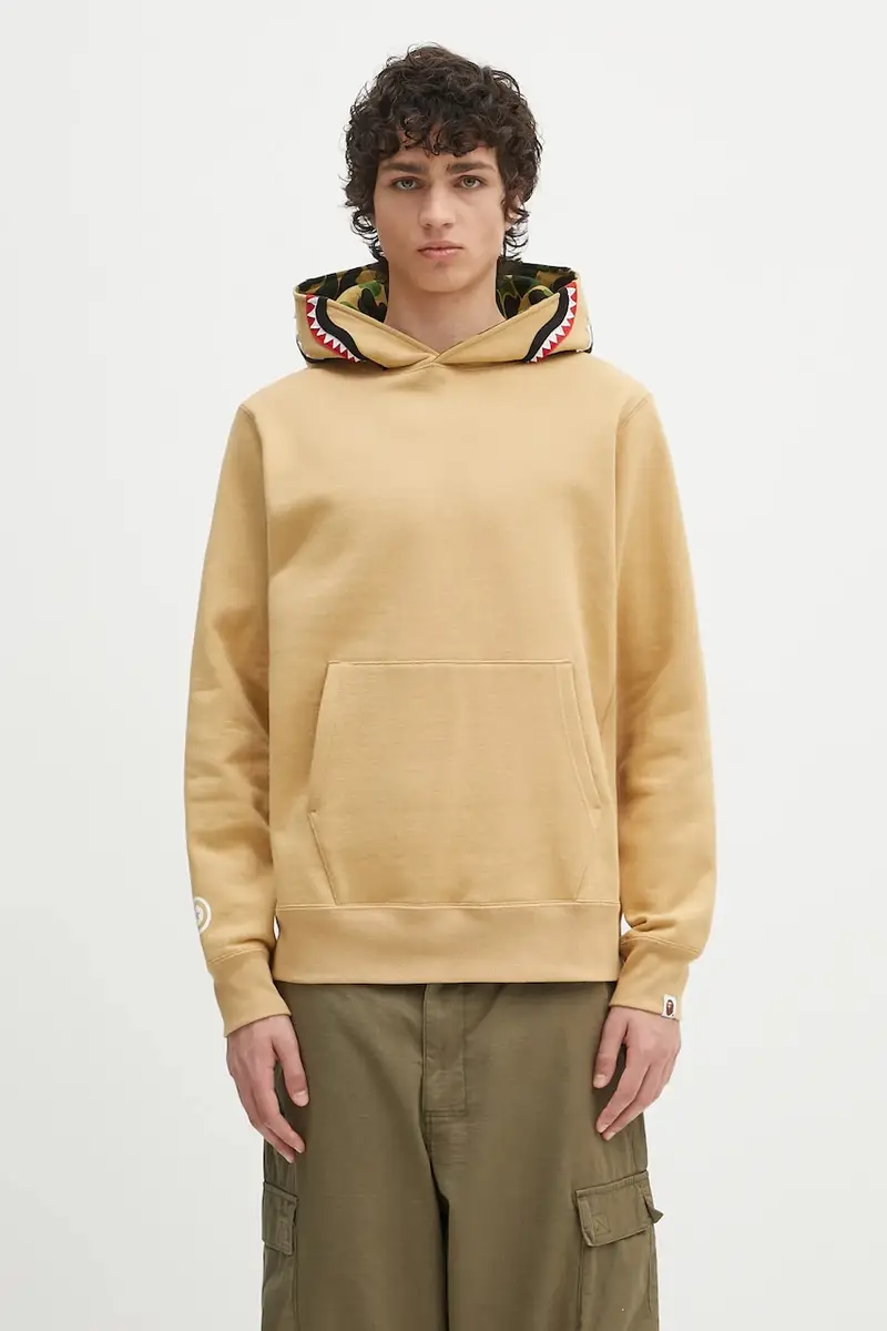 felpa in cotone Abc Camo Shark Pullover colore verde con cappuccio 1L30114009