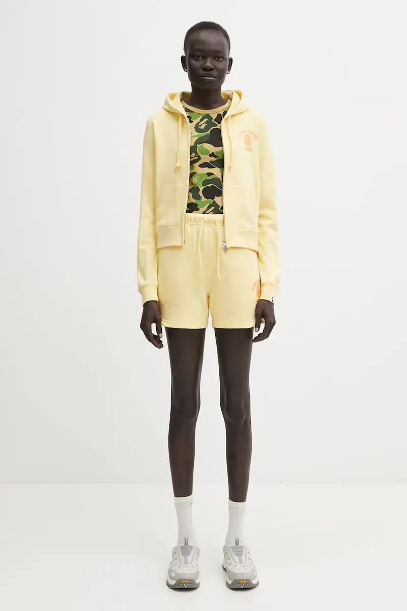 felpa in cotone College Hoodie donna colore giallo con cappuccio 1L30215009 miniatura 5