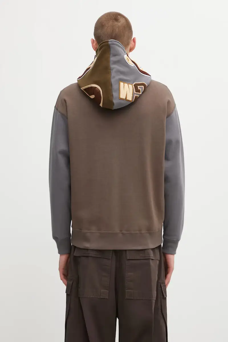 felpa in cotone Shark uomo colore marrone con cappuccio 1K70115312 miniatura 3