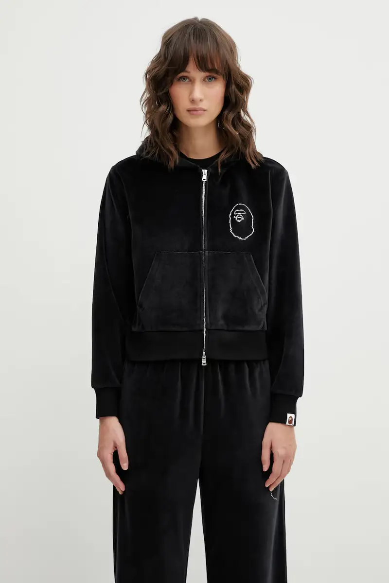 felpa in velluto Crystal Stone Ape Head Nero