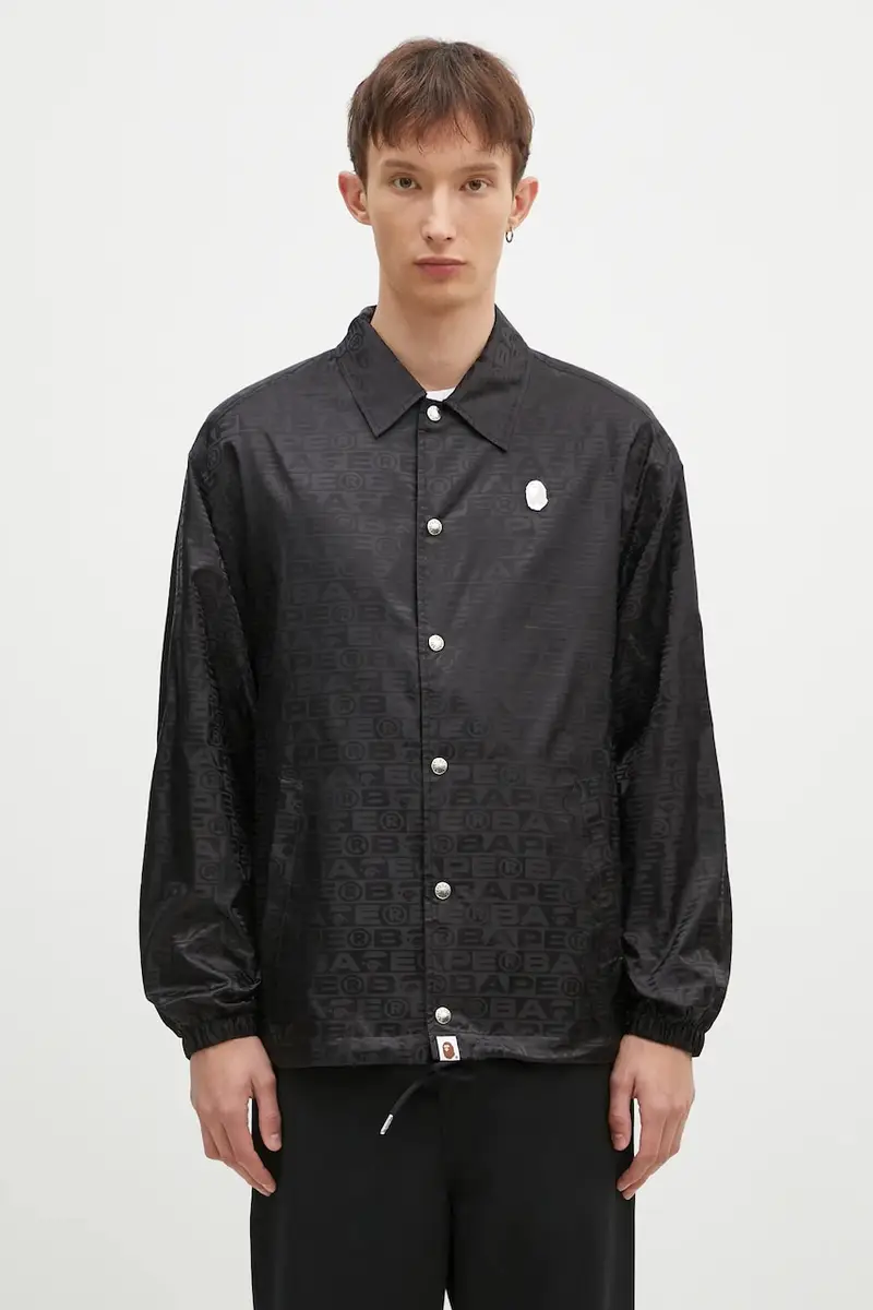 giacca Lux Sport Pattern Jacquard Nylon Coach Jacket uomo colore nero 1K80140314