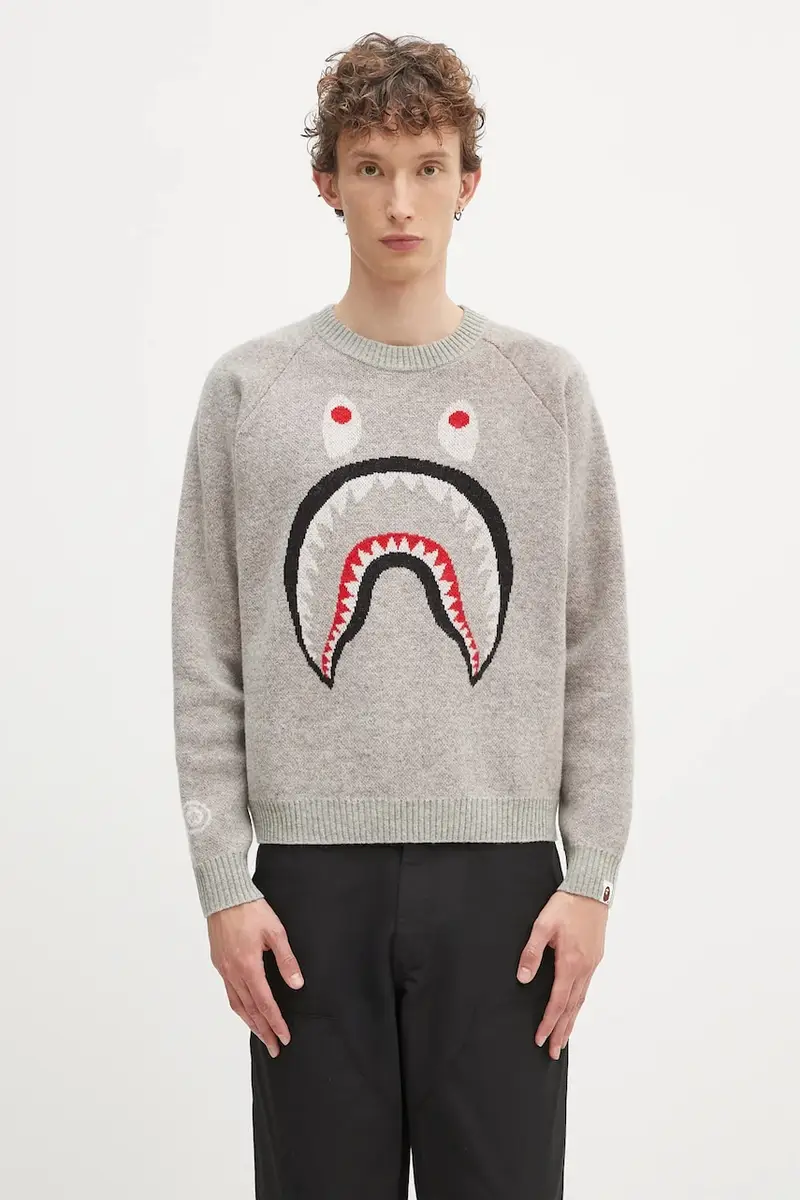 maglione in lana Shark colore grigio 1K80220004