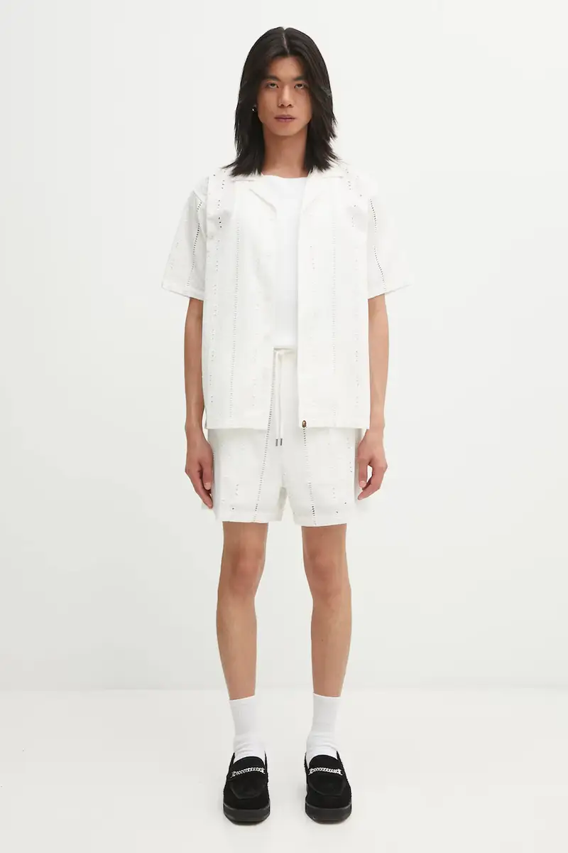 pantaloncini in cotone Embroidery uomo colore bianco 1L30153307 miniatura 5