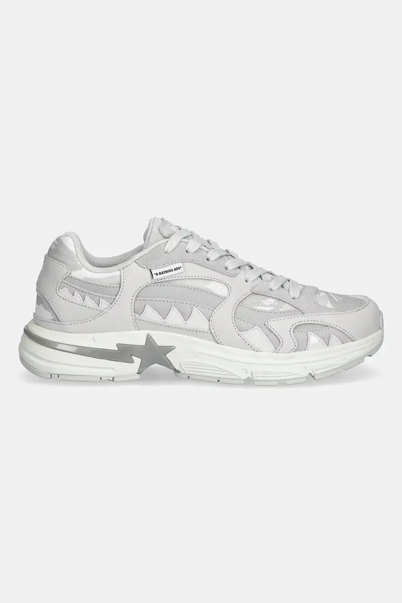 sneakers in pelle BAPE Shark STA #1 uomo colore bianco 1L30191319 Grigio miniatura 2