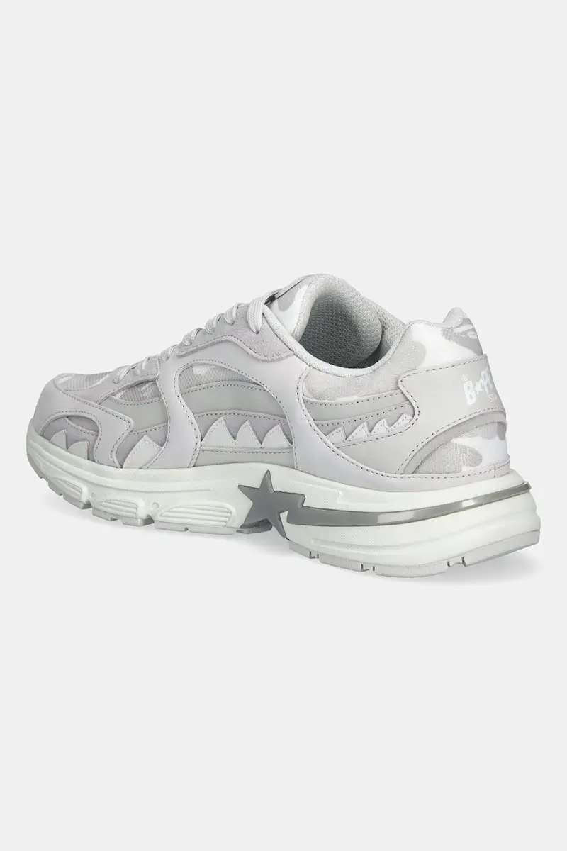 sneakers in pelle BAPE Shark STA #1 uomo colore bianco 1L30191319 Grigio miniatura 3