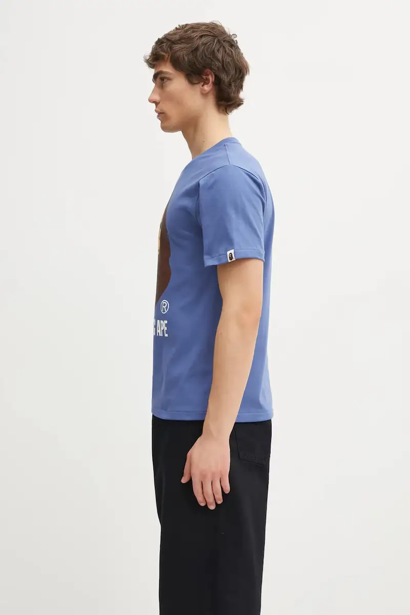 t-shirt in cotone By Bathing Ape colore blu navy 1L30110002 miniatura 2