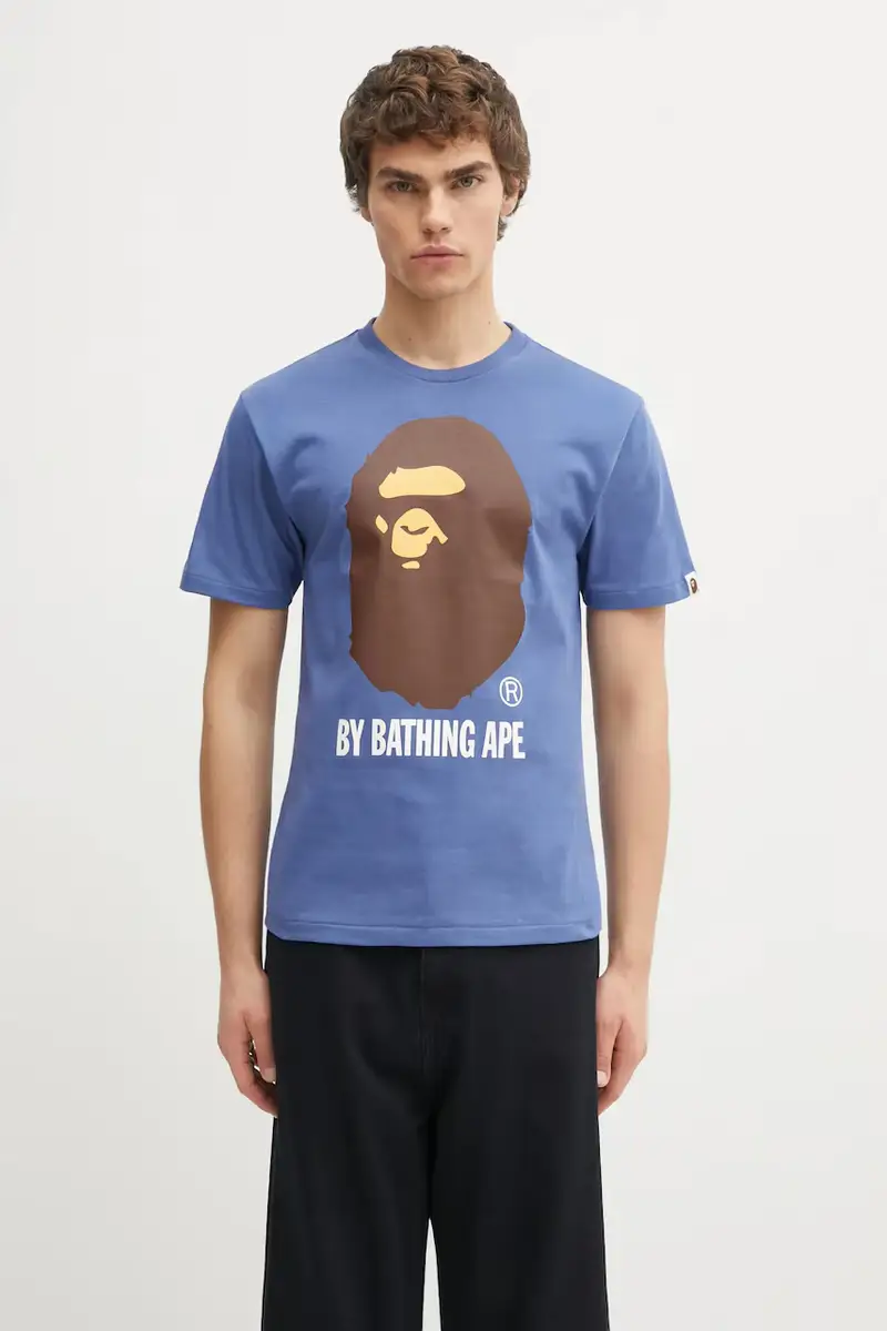 t-shirt in cotone By Bathing Ape colore blu navy 1L30110002