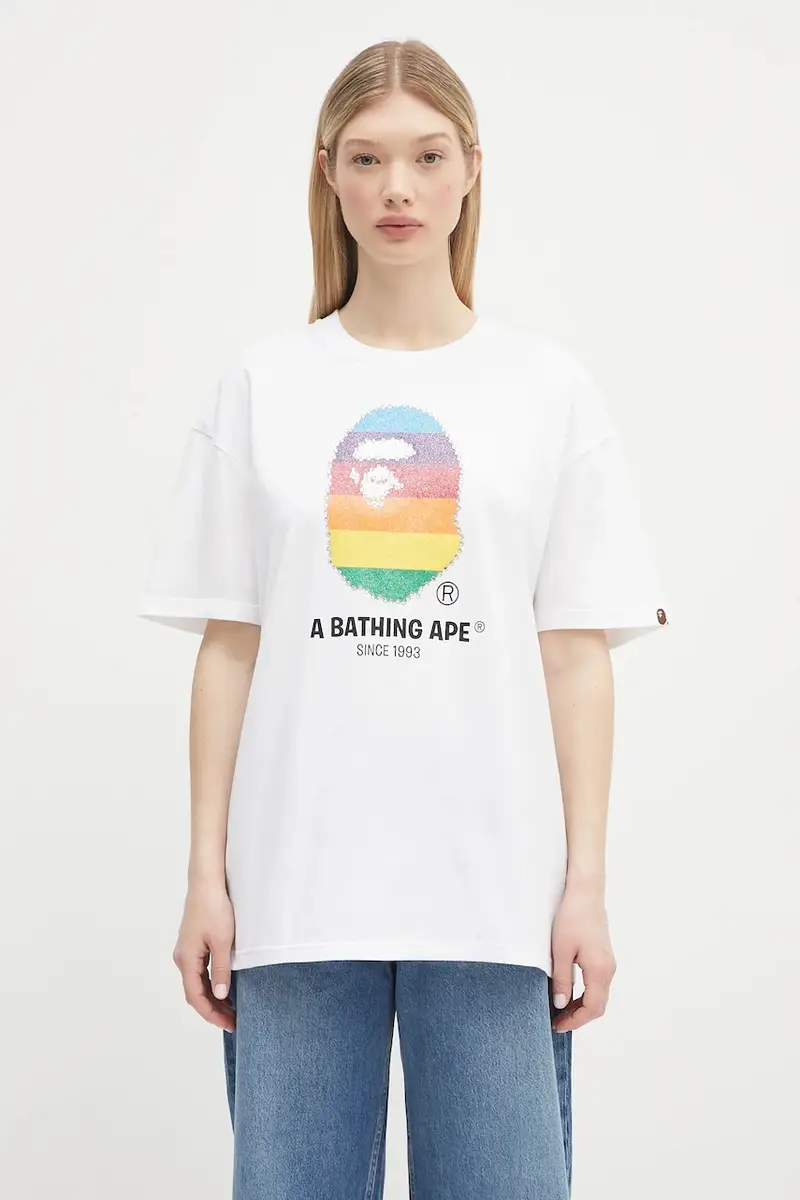 t-shirt in cotone Crystal Ape Head Oversized colore bianco 1L30209008