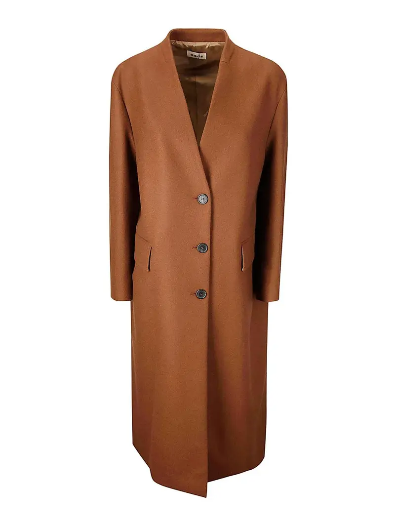 Cappotto senza colletto in stoffa Marrone