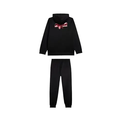 A.C. Milan Kit Felpa con Cappuccio e Pantaloni Bambino Set 2 Pezzi con Logo Puma, Prodotto Ufficiale, Nero, 12 Anni miniatura 3