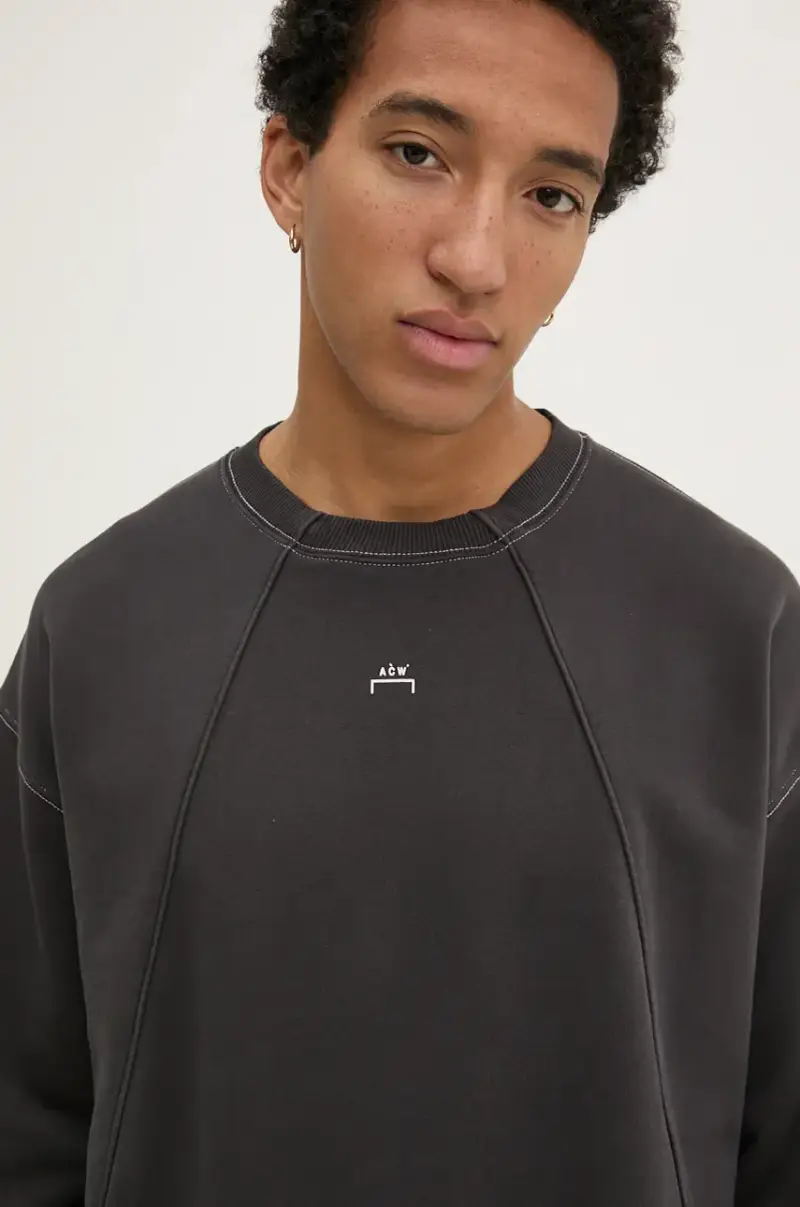 felpa in cotone uomo colore grigio ACWMW198 miniatura 4