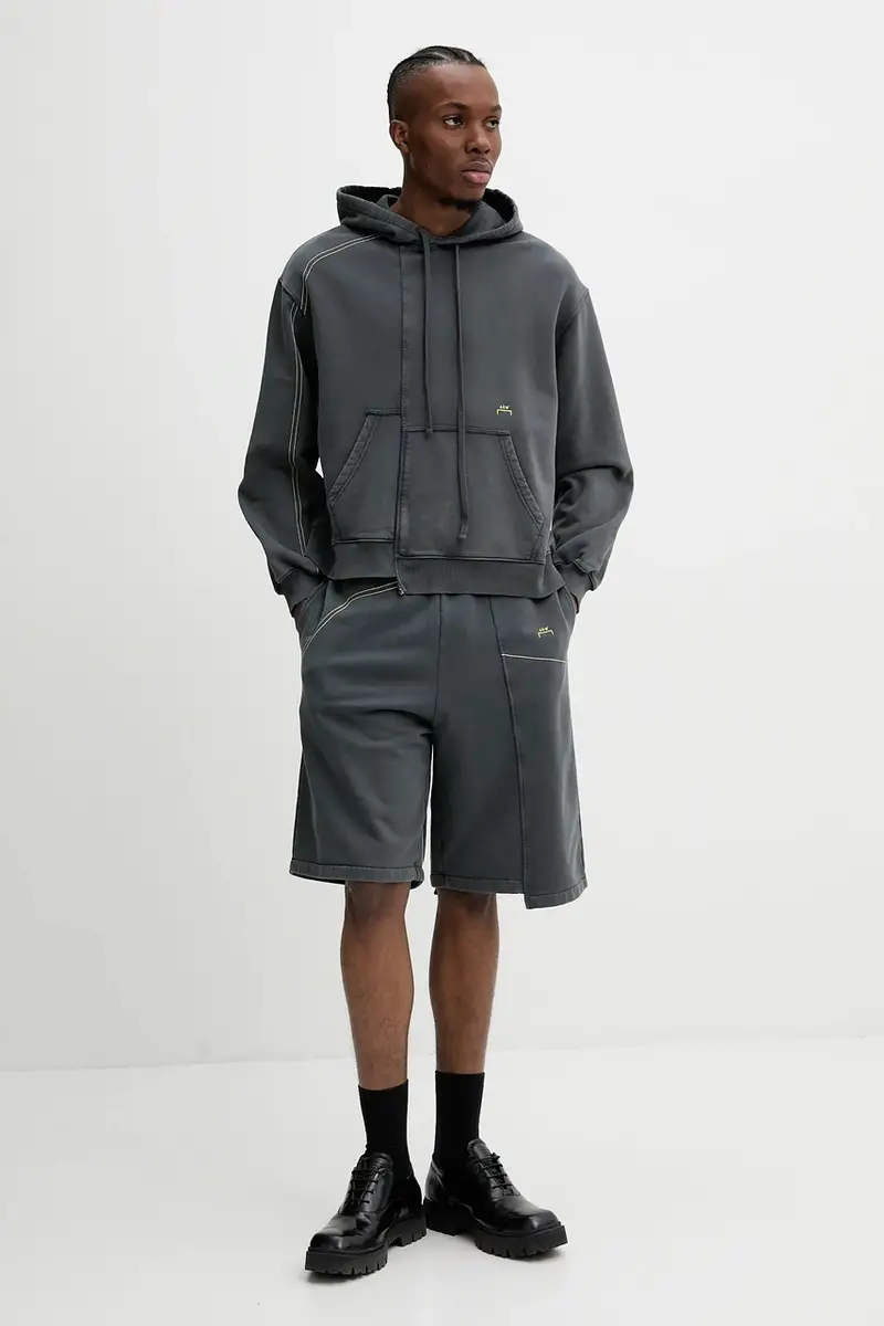 felpa in cotone uomo colore grigio con cappuccio ACWMW215 miniatura 2