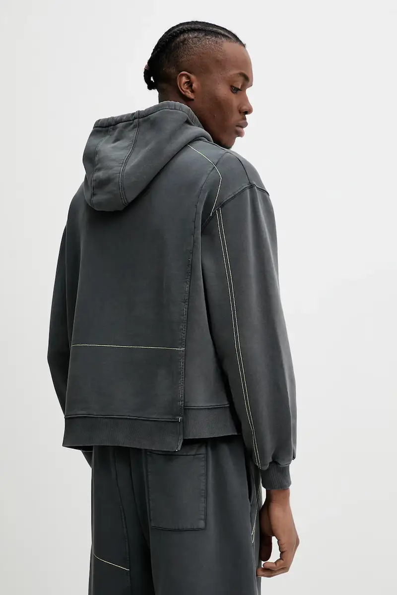 felpa in cotone uomo colore grigio con cappuccio ACWMW215 miniatura 3