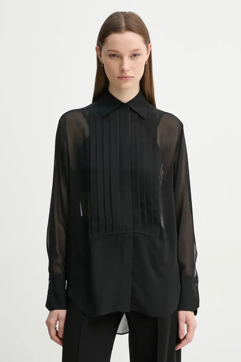 . camicia in seta colore nero 5TOPS01754