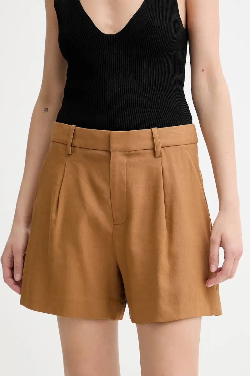 . pantaloncini in lino Charles donna colore marrone 2PANT01158