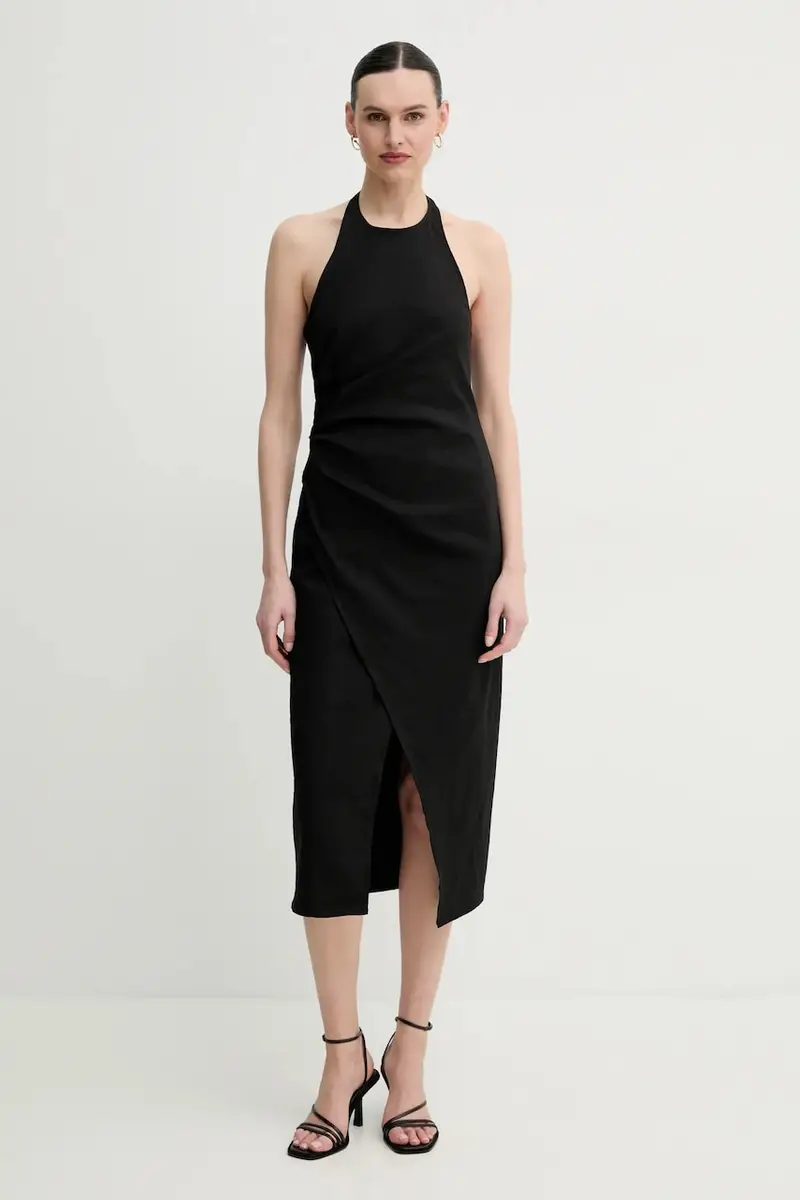 . vestito di lino Sylvie colore nero 6CDRS02368