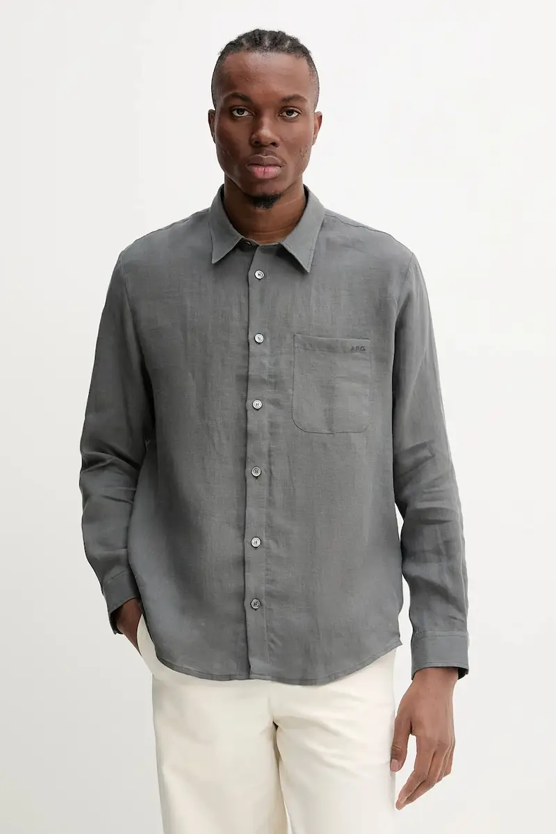 . camicia A.P.C. Chemise Cassel LIAEK-H12545 BLACK uomo colore nero Grigio