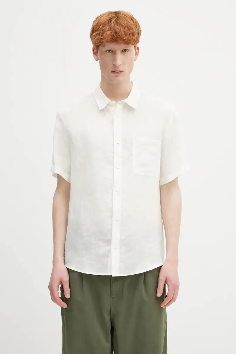 . camicia di lino chemisette bellini logo uomo colore bianco LIAEK.H12551