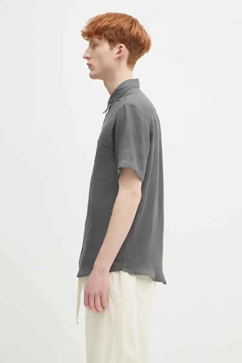 camicia di lino chemisette bellini logo uomo colore grigio LIAEK.H12551 miniatura 2