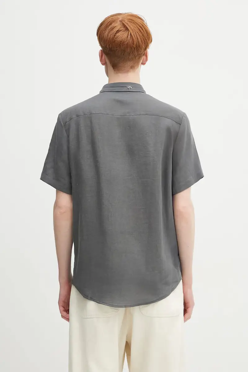 camicia di lino chemisette bellini logo uomo colore grigio LIAEK.H12551 miniatura 3